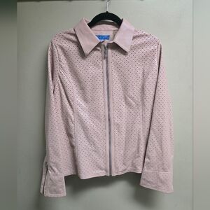 Blu Ice Women's Cut-Outs Full Zip Collar Mauve Leather Jacket Size XL